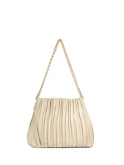 Dune London Cream Dominic Large Pleated Slouch Bag - Image 3 of 5