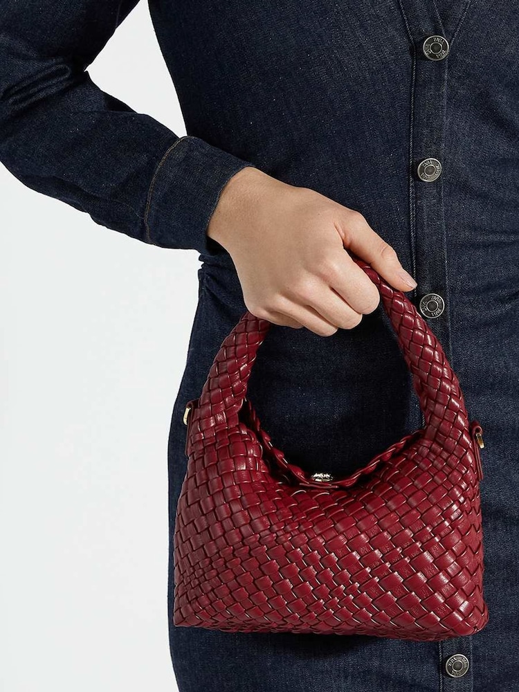 Dune London Red Dinkydeliberate Mini Woven Slouch Crossbody Bag - Image 1 of 5