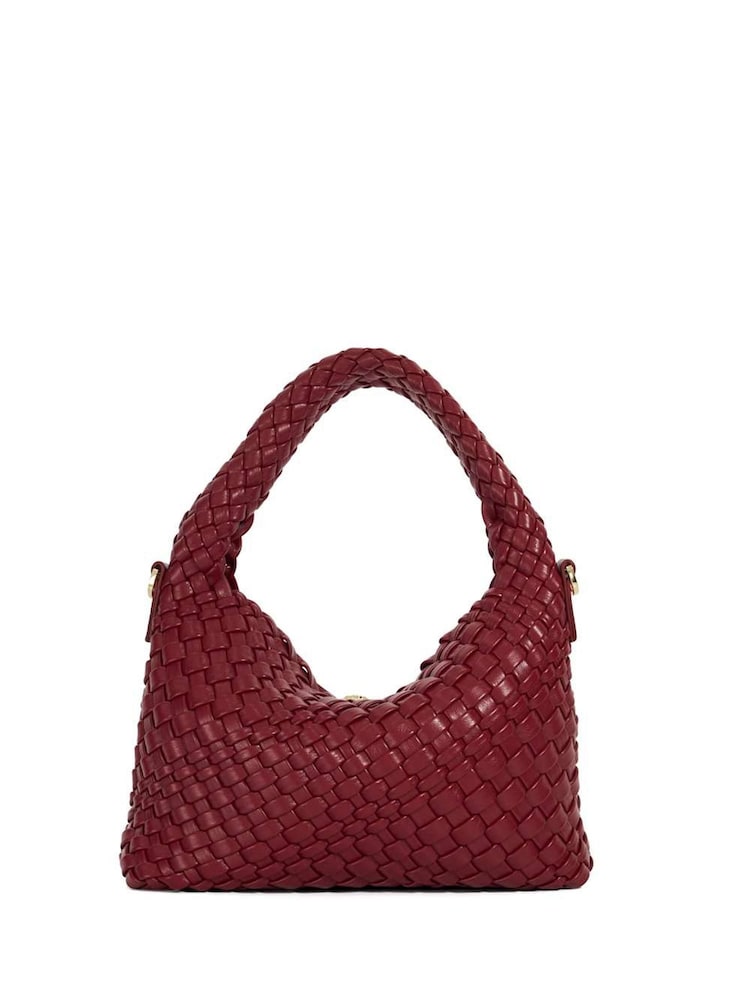 Dune London Red Dinkydeliberate Mini Woven Slouch Crossbody Bag - Image 3 of 5