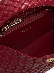 Dune London Red Dinkydeliberate Mini Woven Slouch Crossbody Bag - Image 4 of 5