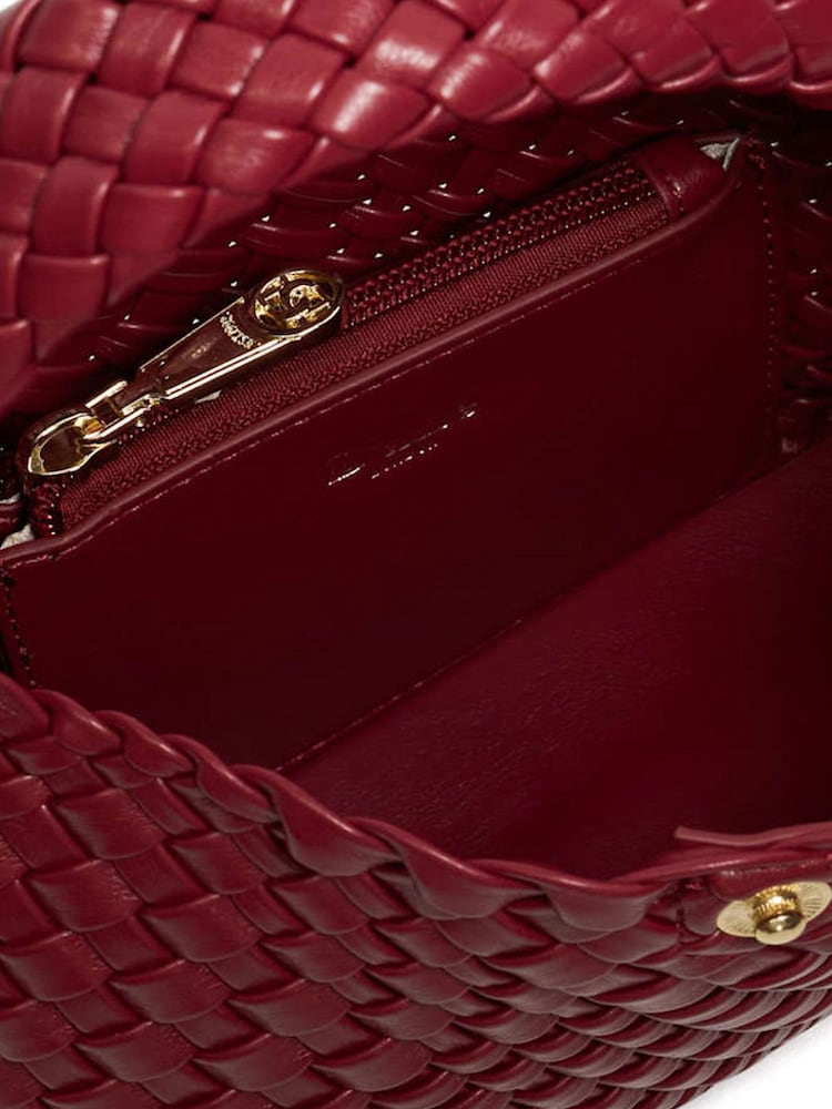 Dune London Red Dinkydeliberate Mini Woven Slouch Crossbody Bag - Image 4 of 5