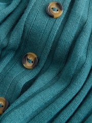 Azul azul-petróleo - Ribbed Long Sleeve Button Down Midi Dress - Imagem 2 de 3