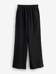 Long Tall Sally Black Cheesecloth Wide Leg 100% Cotton Trousers - Image 5 of 5