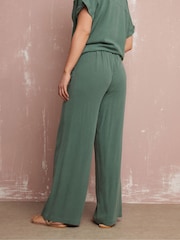 Long Tall Sally Green Acid Wash Viscose Trousers - Image 4 of 4