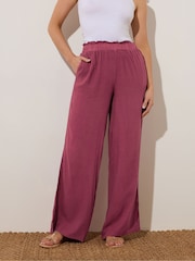 Long Tall Sally Red Acid Wash Viscose Trousers - Image 1 of 5