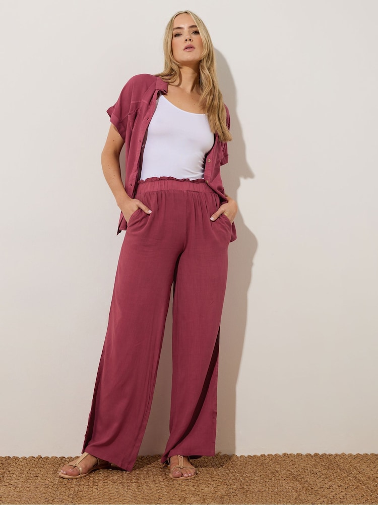 Long Tall Sally Red Acid Wash Viscose Trousers - Image 2 of 5
