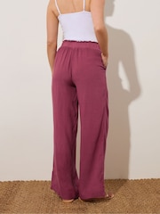 Long Tall Sally Red Acid Wash Viscose Trousers - Image 3 of 5