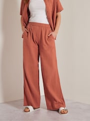 Long Tall Sally Orange Cheesecloth Wide Leg 100% Cotton Trousers - Image 2 of 5