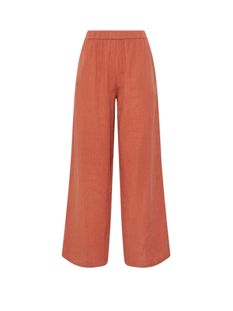 Long Tall Sally Orange Cheesecloth Wide Leg 100% Cotton Trousers - Image 5 of 5