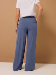 Long Tall Sally Blue Acid Wash Viscose Trousers - Image 4 of 6