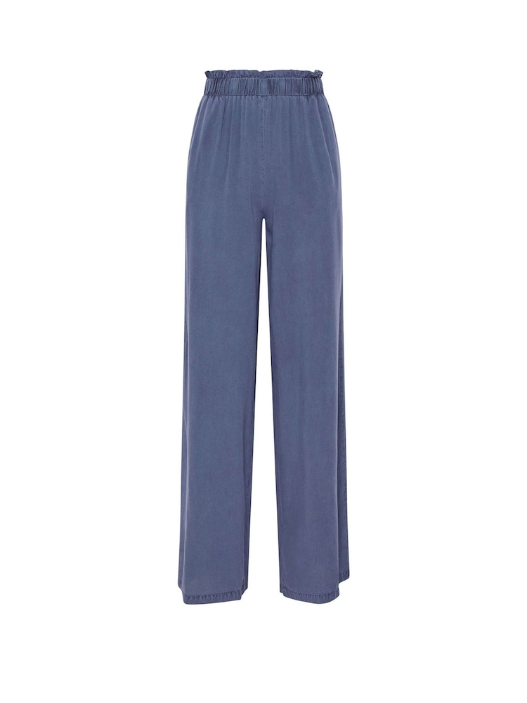 Long Tall Sally Blue Acid Wash Viscose Trousers - Image 6 of 6