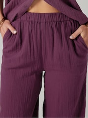 Long Tall Sally Red Cheesecloth Wide Leg 100% Cotton Trousers - Image 4 of 5