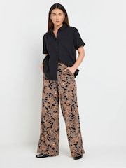 Long Tall Sally Brown Floral Wide Leg Trousers - Image 1 of 4