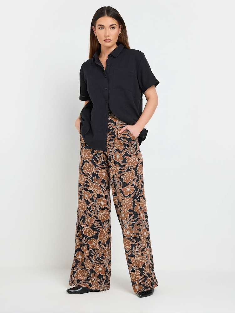 Long Tall Sally Brown Floral Wide Leg Trousers - Image 1 of 4
