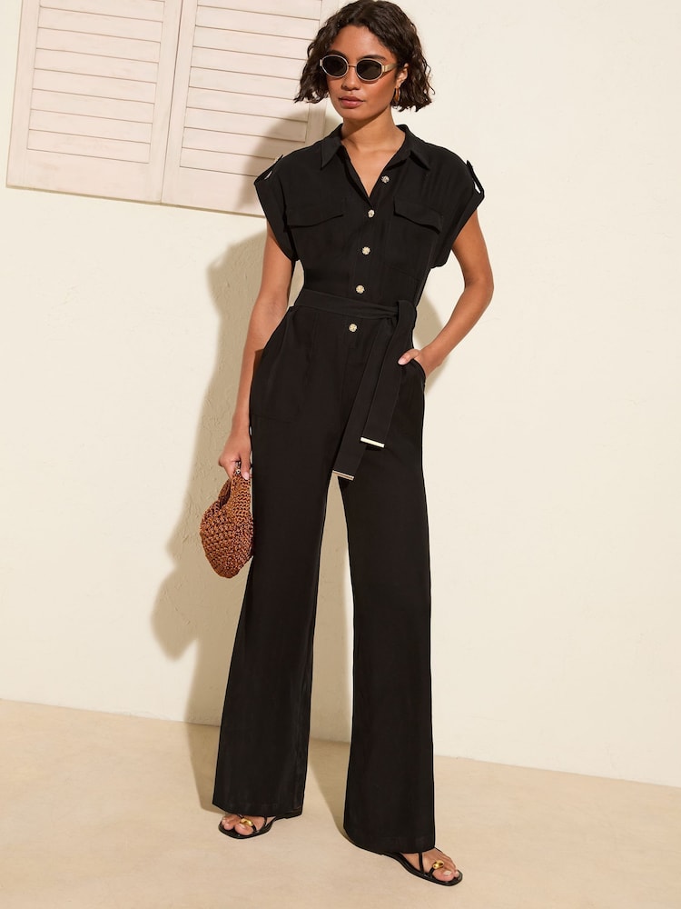 Friends Like These Black Petite Utility Jumpsuit - Image 1 of 4