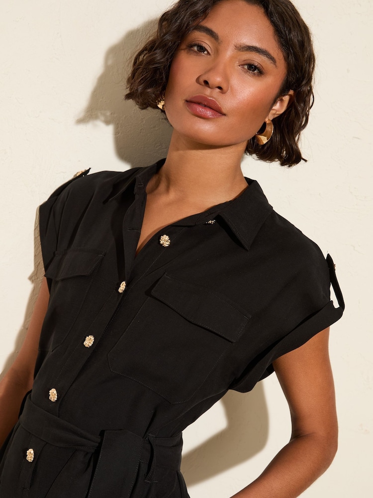 Friends Like These Black Petite Utility Jumpsuit - Image 2 of 4