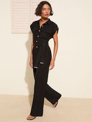 Friends Like These Black Petite Utility Jumpsuit - Image 3 of 4