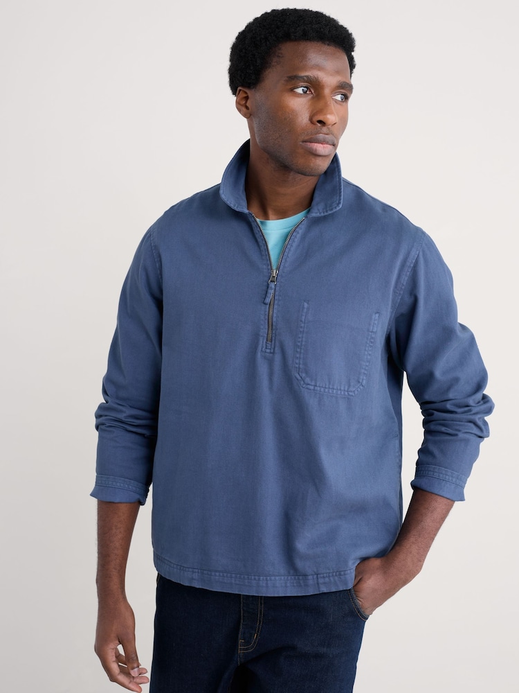 Seasalt Cornwall Blue Mens Farrow 100%  Cotton Smock Jacket - Image 1 of 5
