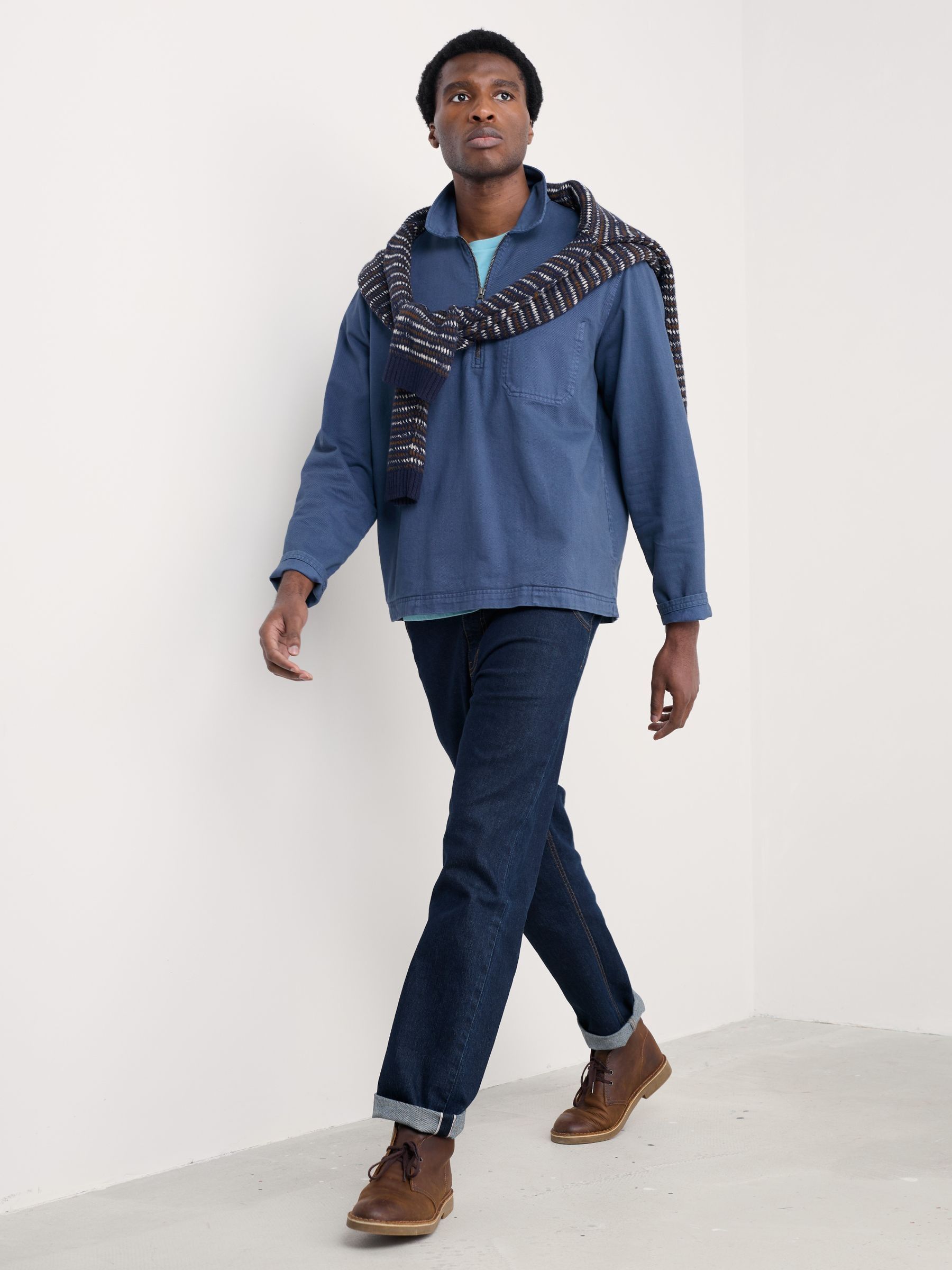 Buy Seasalt Cornwall Blue Mens Farrow 100% Cotton Smock Jacket