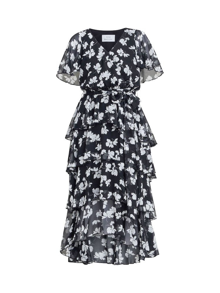 Vestido negro escalonado con cintura elástica Lottie de Gina Bacconi - Imagen 5 de 5 Vestido negro escalonado con cintura elástica Lottie de Gina Bacconi - Imagen 5 de 5
