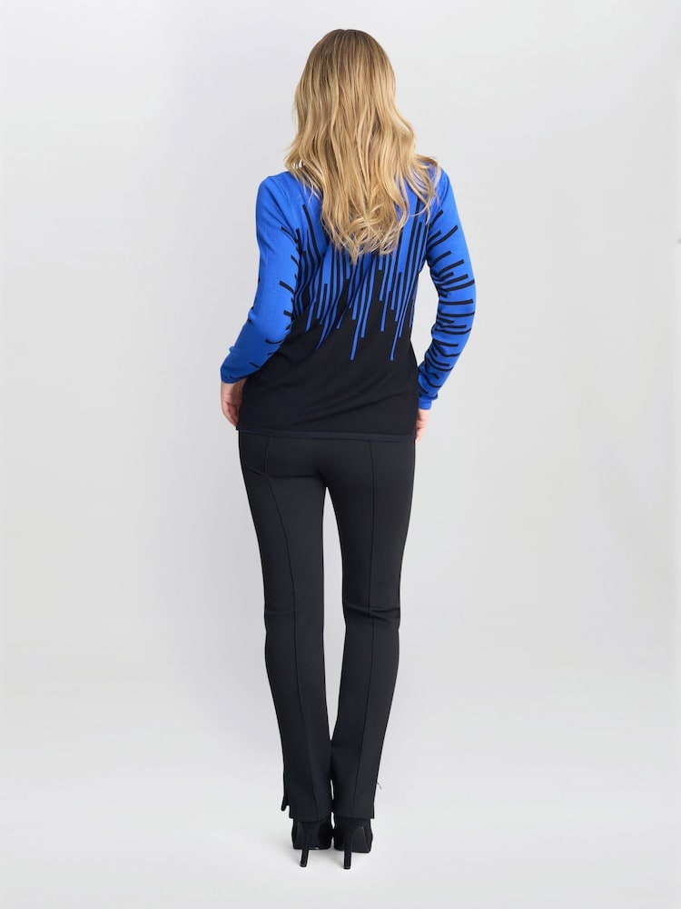 Gina Bacconi Blue Kellie Stripe Effect Jumper With Diamantes - Image 2 of 5