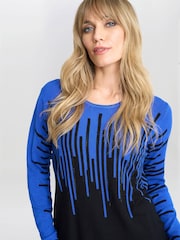 Gina Bacconi Blue Kellie Stripe Effect Jumper With Diamantes - Image 4 of 5