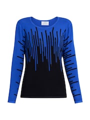 Gina Bacconi Blue Kellie Stripe Effect Jumper With Diamantes - Image 5 of 5