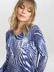 Gina Bacconi Blue Jody Animal Stripe Jumper With Diamantes - Image 3 of 5
