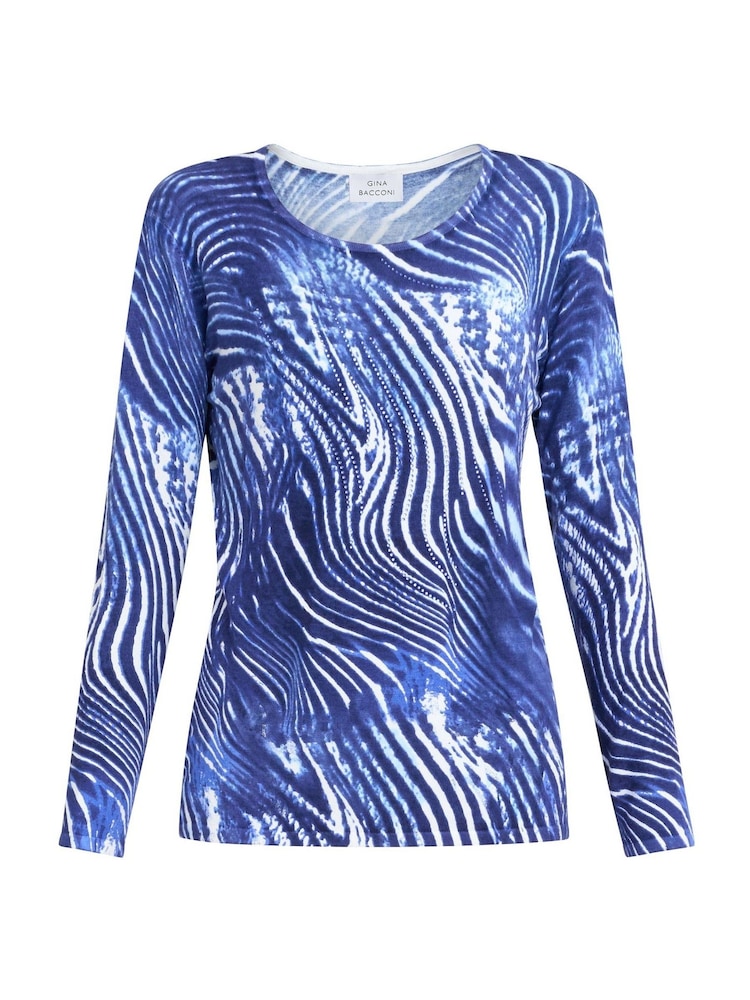 Gina Bacconi Blue Jody Animal Stripe Jumper With Diamantes - Image 5 of 5