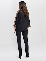 Gina Bacconi Dara Turtle Neck Black Jumper With Leopard Print Trim - Image 2 of 6