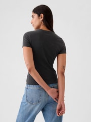 Zwart - Gap CloseKnit jersey T-shirt met ronde hals en korte mouwen - Image 2 of 4