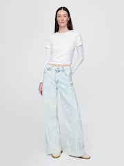 Gap Blue High Waisted Stride Wide-Leg Jeans - Image 4 of 6