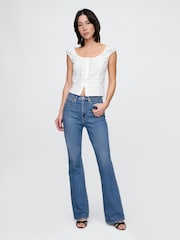 Gap Blue High Waisted 70s Flare Jeans - Image 4 of 7