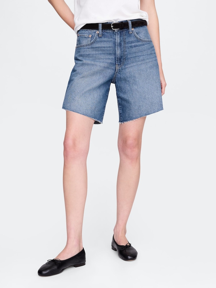 Gap Blue Mid Rise 90s Loose Denim Bermuda Shorts - Image 1 of 5
