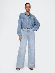 Gap Blue High Waisted Stride Cuffed Wide-Leg Jeans - Image 5 of 7
