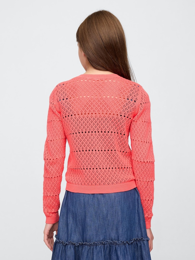 rdeča - Gap Pointelle Crochet pletena jopa (4-13let) - Slika 2 iz 5