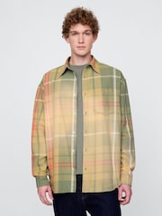 Gap Green Check Cotton Twill Oversized Shirt - Image 1 of 5