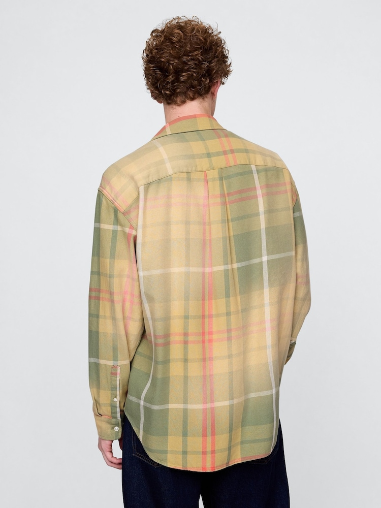 Gap Green Check Cotton Twill Oversized Shirt - Image 2 of 5 Gap Green Check Cotton Twill Oversized Shirt - Image 2 of 5