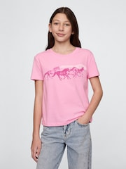 Gap Pink Cotton Short Sleeve Crew Neck Graphic T-Shirt (4-13yrs) - Image 1 of 4