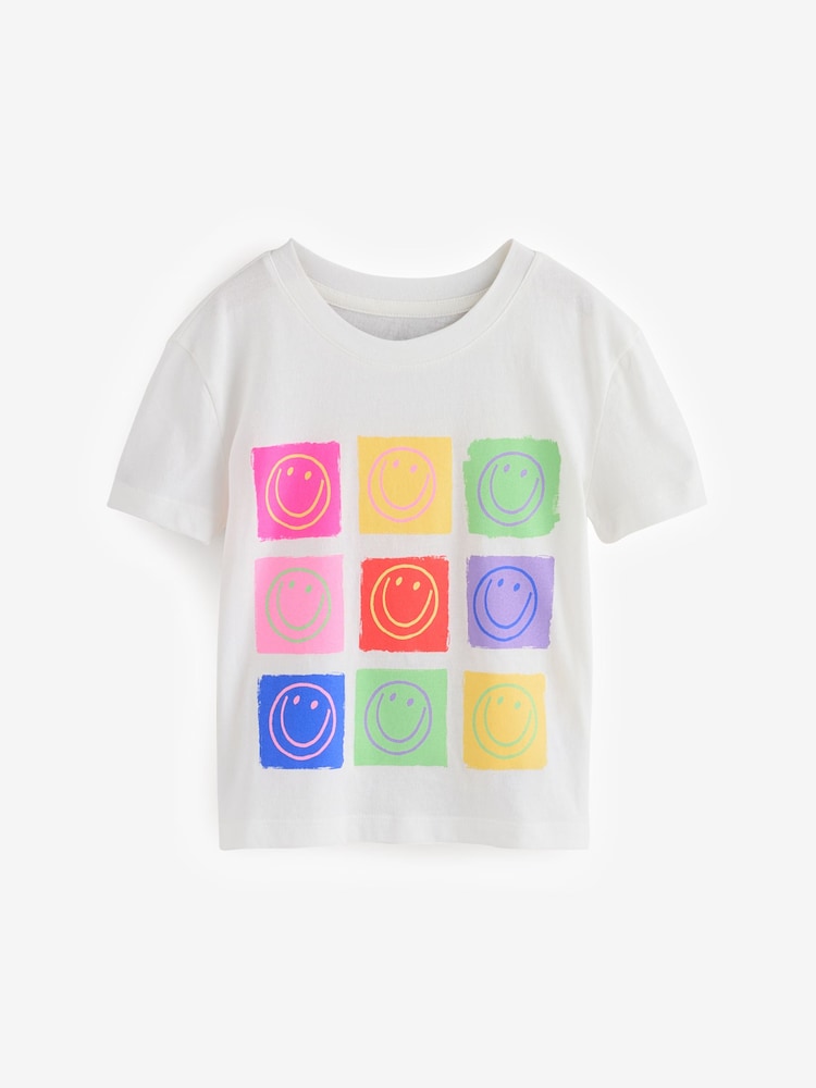 Gap White Smile Cotton Short Sleeve Crew Neck Graphic T-Shirt (4-13yrs) - Image 1 of 4 Gap White Smile Cotton Short Sleeve Crew Neck Graphic T-Shirt (4-13yrs) - Image 1 of 4