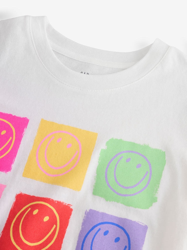 Gap White Smile Cotton Short Sleeve Crew Neck Graphic T-Shirt (4-13yrs) - Image 4 of 4