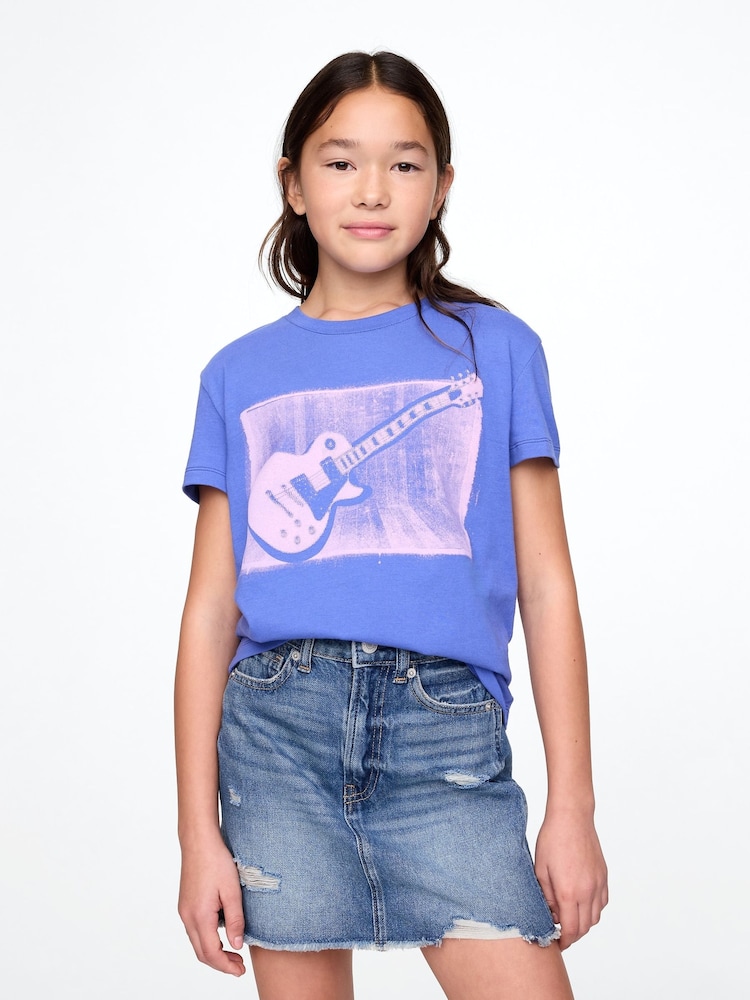 Gap Blue Guitar Cotton Short Sleeve Crew Neck Graphic T-Shirt (4-13yrs) - Image 1 of 4