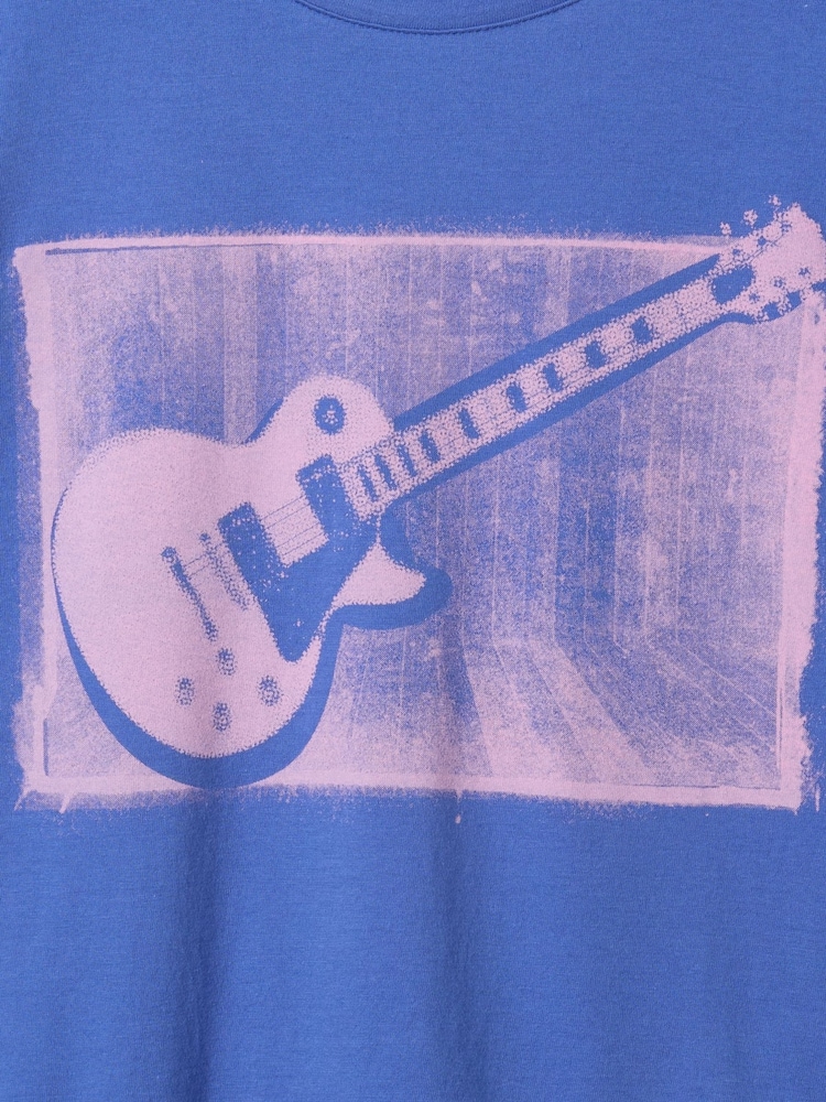 Gap Blue Guitar Cotton Short Sleeve Crew Neck Graphic T-Shirt (4-13yrs) - Image 4 of 4