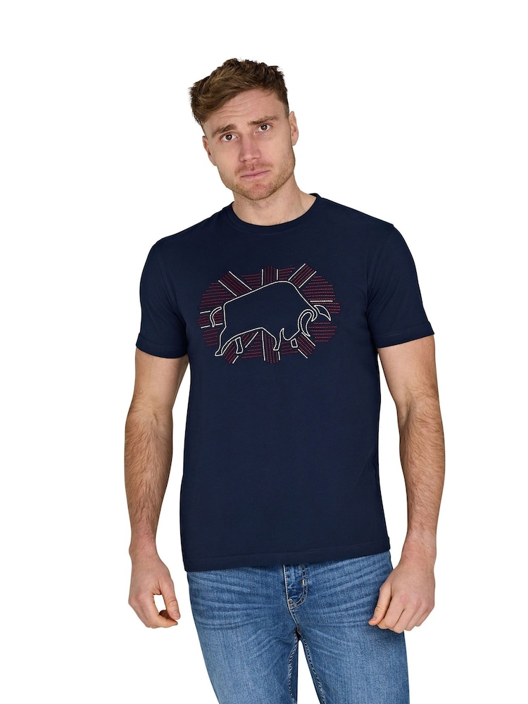 Raging Bull Blue Outburst 100% Cotton Union Jack T-Shirt - Image 1 of 5