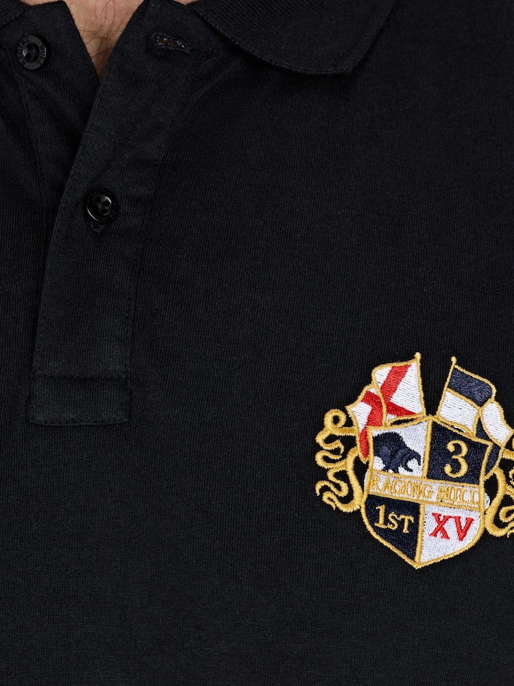 Raging Bull Classic 100% Cotton Crest Black Polo Shirt - Image 5 of 7