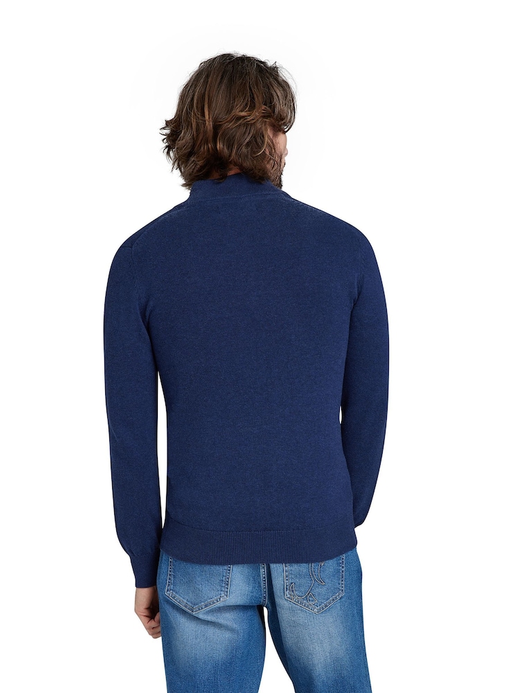 Raging Bull Blue Classic Quarter Zip Cotton/Cashmere Knit Jumper - Image 2 of 5