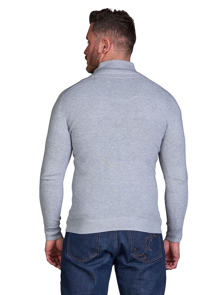 Raging Bull Grey Classic Ribbed Quarter Zip Knit 100% Cotton Sweater - Image 2 of 5