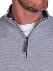 Raging Bull Grey Classic Ribbed Quarter Zip Knit 100% Cotton Sweater - Image 3 of 5