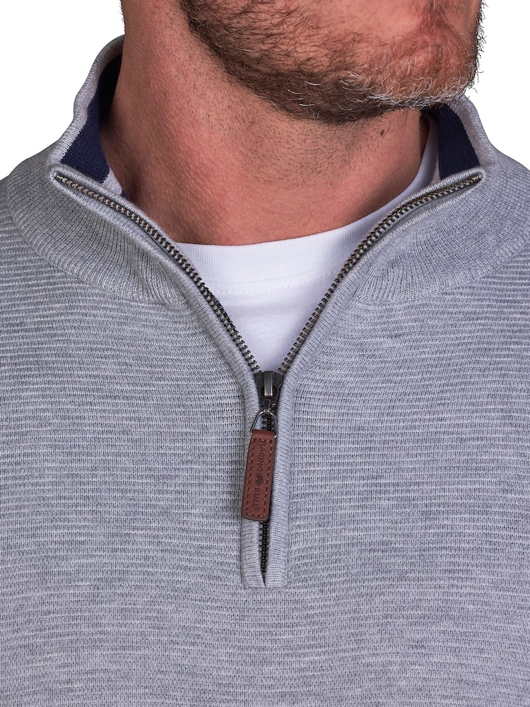 Raging Bull Grey Classic Ribbed Quarter Zip Knit 100% Cotton Sweater - Image 3 of 5