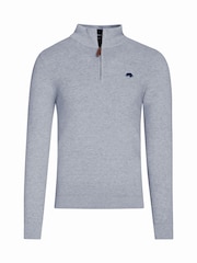 Raging Bull Grey Classic Ribbed Quarter Zip Knit 100% Cotton Sweater - Image 4 of 5